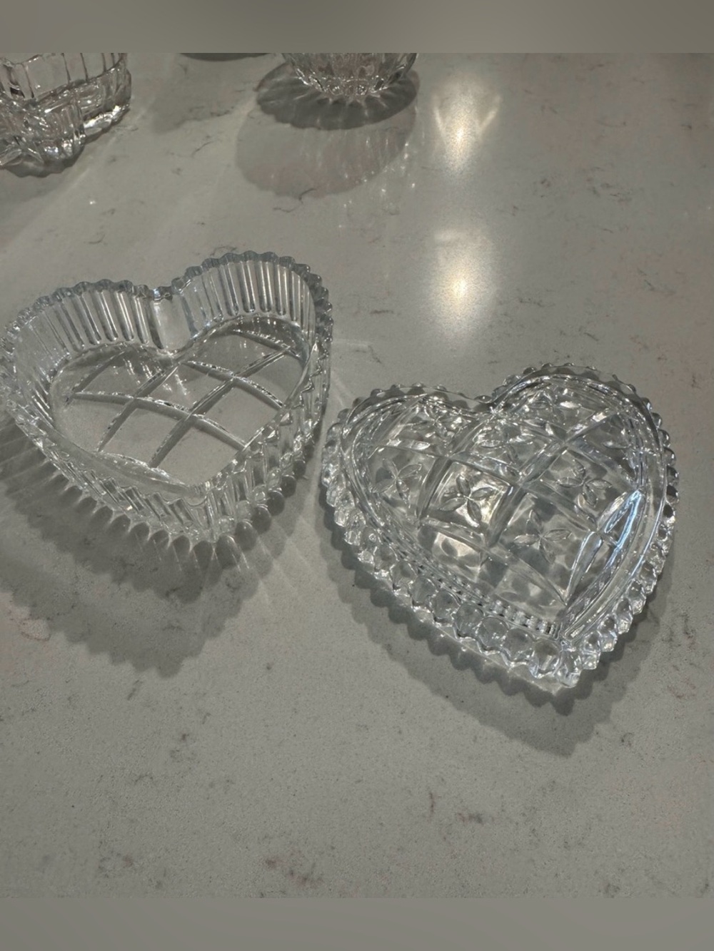 Vintage Mikasa Glass Heart Trinket Box; Jewelry Storage